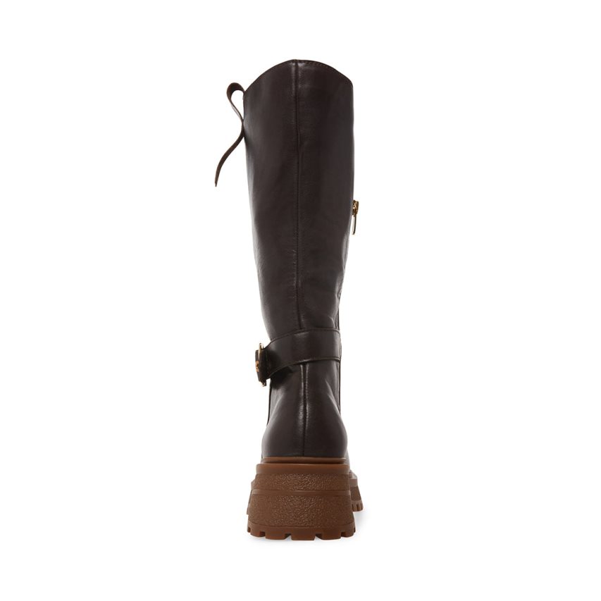 Botas Altas Steve Madden Willow Cuero Mujer Marrones Oscuro | ES LW2906